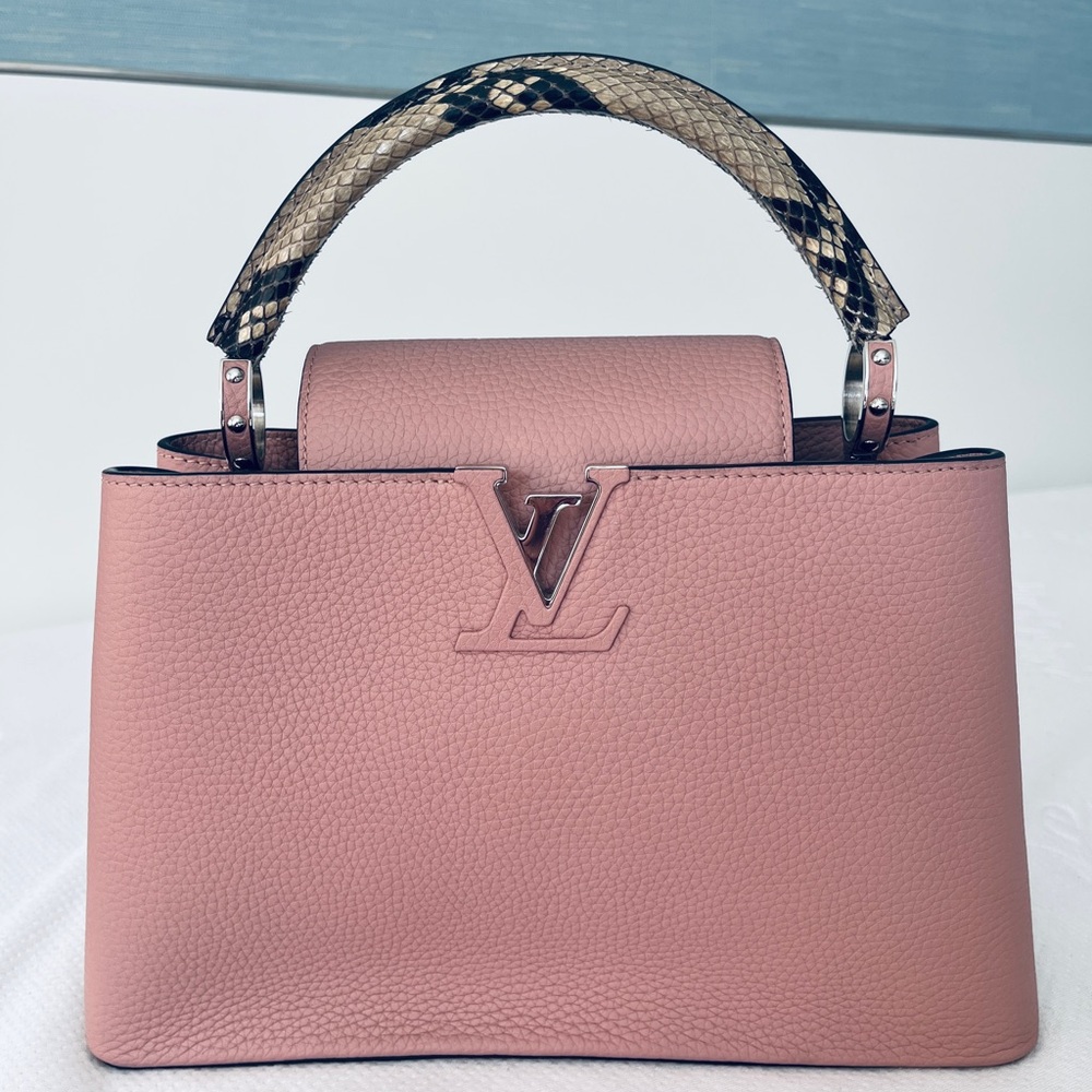 Louis Vuitton Pink Capucines with snakeskin handle